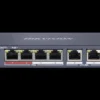 DS-3E0106P-EM Hiksion 6 Port Poe Switch Front View Front view of a Hikvision DS-3E0106P-EM 6-port Poe switch