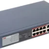 DS-3E0318P-EM Hikvision 16 Port Poe Switch Upper Side view Top side view of a Hikvision DS-3E0318P-EM 16-port Poe switch