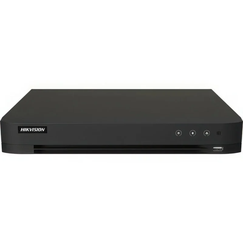 iDS-7216HQHI-M1XT Hikvision Technology Base Dvr Upper Front View Top Front view of a Hikvision iDS-7216HQHI-M1XT base DVR unit